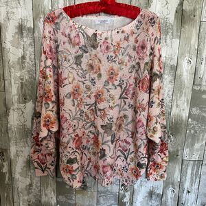 Luisa Ricci knit floral dolman long sleeve top L
